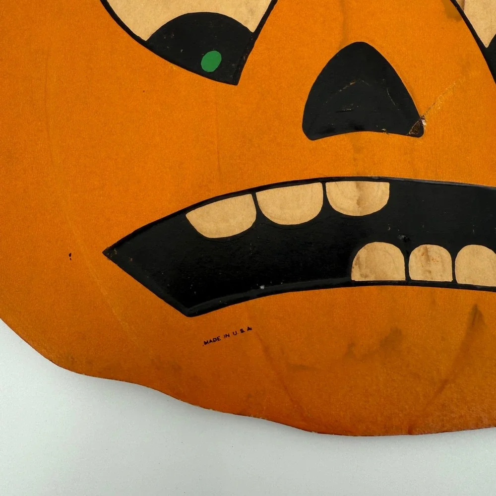 Beistle Black Cat Jack O Lantern Hallmark Witch Halloween 1950s Die Cut Embossed